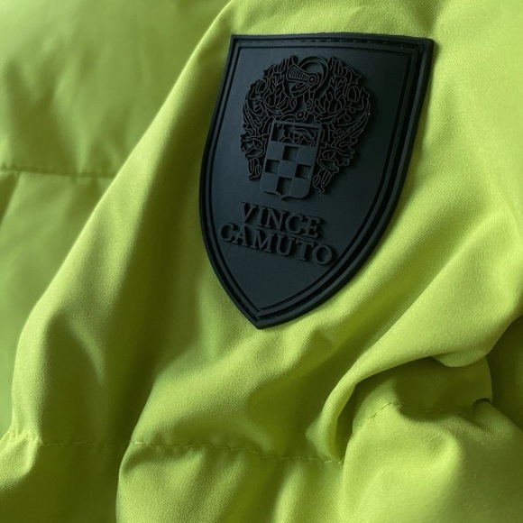 Two By Vince Camuto Neon Yellow Women Size M Puffer Jacket Hood Down, Feather - Picture 5 of 11